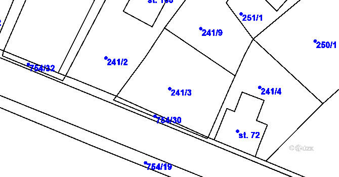 Parcela st. 241/3 v KÚ Horní Sytová, Katastrální mapa