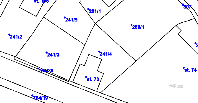 Parcela st. 241/4 v KÚ Horní Sytová, Katastrální mapa