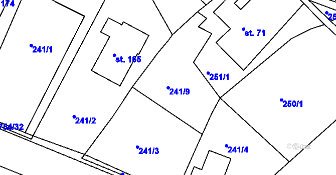 Parcela st. 241/9 v KÚ Horní Sytová, Katastrální mapa