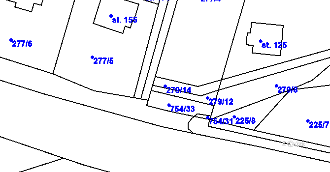 Parcela st. 279/14 v KÚ Horní Sytová, Katastrální mapa