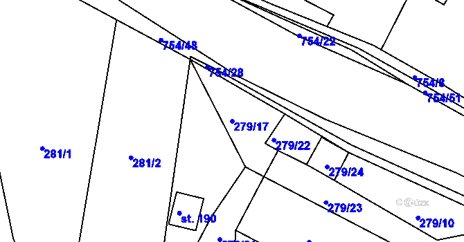 Parcela st. 279/17 v KÚ Horní Sytová, Katastrální mapa