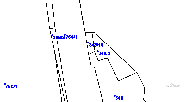 Parcela st. 348/2 v KÚ Horní Sytová, Katastrální mapa
