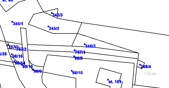 Parcela st. 348/3 v KÚ Horní Sytová, Katastrální mapa