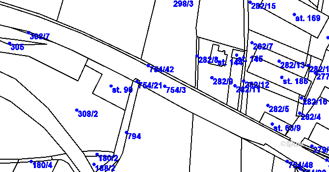Parcela st. 754/3 v KÚ Horní Sytová, Katastrální mapa