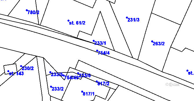 Parcela st. 754/4 v KÚ Horní Sytová, Katastrální mapa