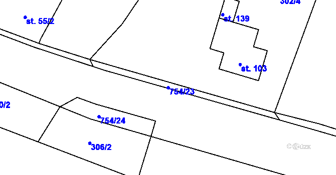 Parcela st. 754/23 v KÚ Horní Sytová, Katastrální mapa