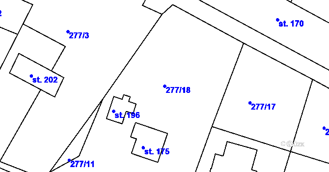 Parcela st. 277/18 v KÚ Horní Sytová, Katastrální mapa