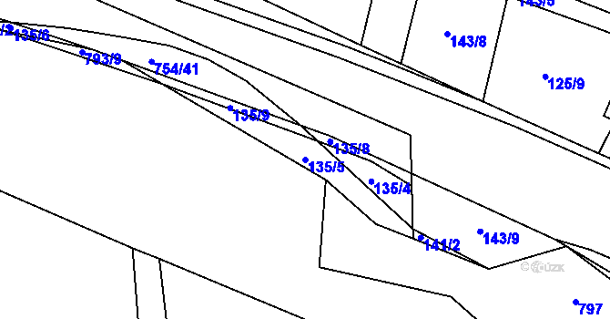 Parcela st. 135/5 v KÚ Horní Sytová, Katastrální mapa