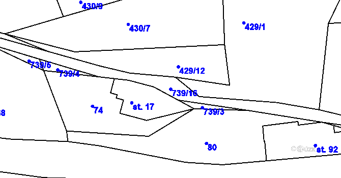 Parcela st. 739/16 v KÚ Horní Sytová, Katastrální mapa