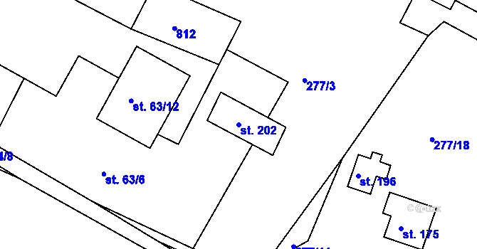 Parcela st. 202 v KÚ Horní Sytová, Katastrální mapa