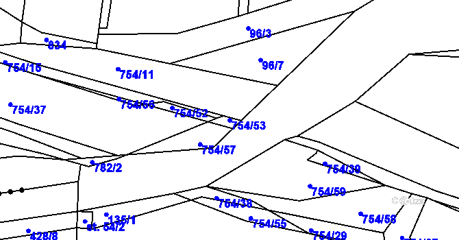 Parcela st. 754/53 v KÚ Horní Sytová, Katastrální mapa