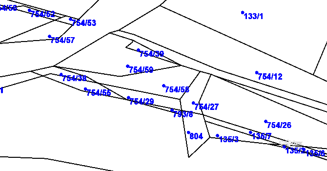 Parcela st. 754/58 v KÚ Horní Sytová, Katastrální mapa
