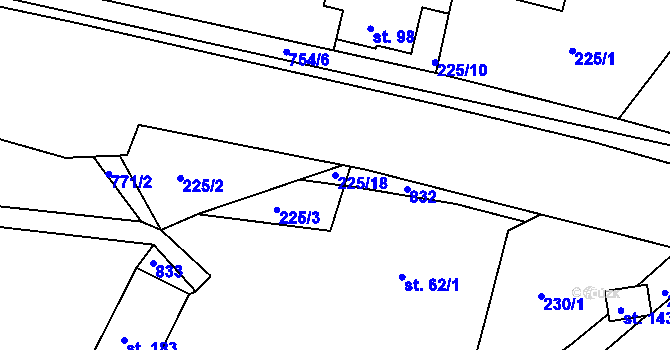 Parcela st. 225/18 v KÚ Horní Sytová, Katastrální mapa