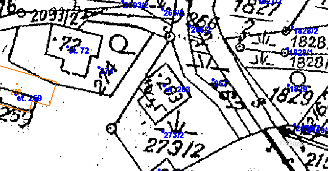 Parcela st. 203 v KÚ Víchová nad Jizerou, Katastrální mapa