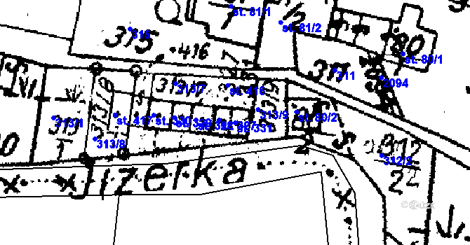Parcela st. 331 v KÚ Víchová nad Jizerou, Katastrální mapa