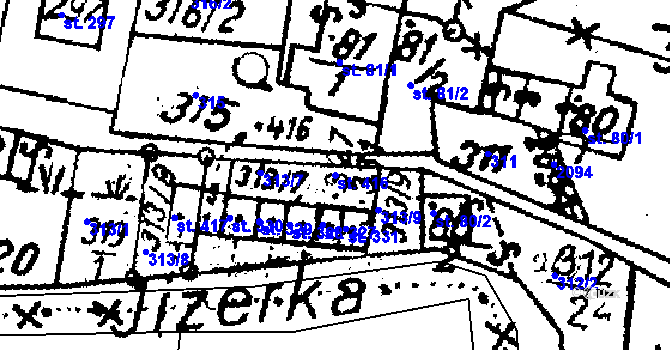 Parcela st. 416 v KÚ Víchová nad Jizerou, Katastrální mapa
