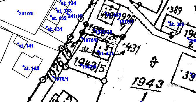 Parcela st. 431 v KÚ Víchová nad Jizerou, Katastrální mapa