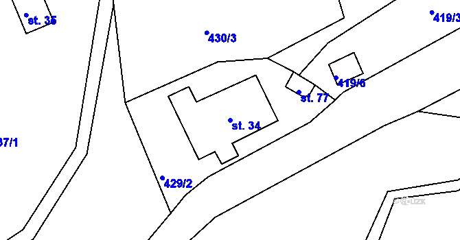 Parcela st. 34 v KÚ Víchovská Lhota, Katastrální mapa