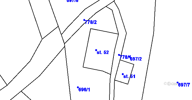Parcela st. 52 v KÚ Víchovská Lhota, Katastrální mapa