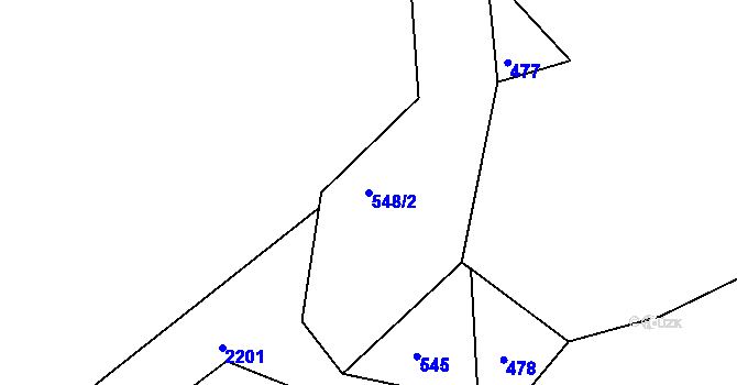Parcela st. 548/2 v KÚ Víchovská Lhota, Katastrální mapa