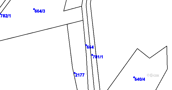 Parcela st. 654 v KÚ Víchovská Lhota, Katastrální mapa
