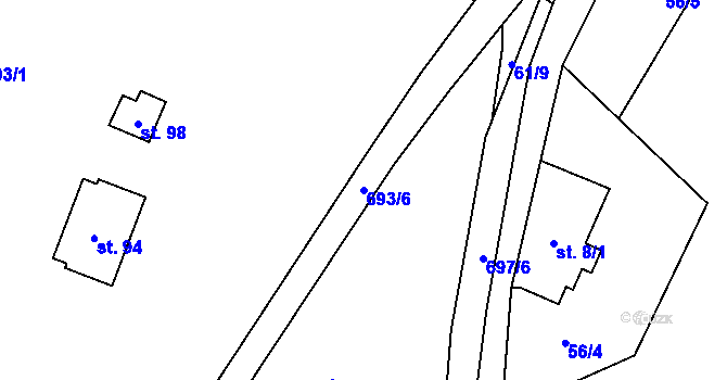 Parcela st. 693/6 v KÚ Víchovská Lhota, Katastrální mapa