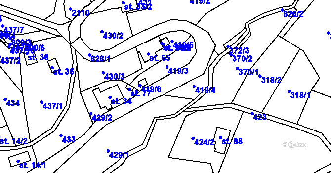 Parcela st. 828 v KÚ Víchovská Lhota, Katastrální mapa