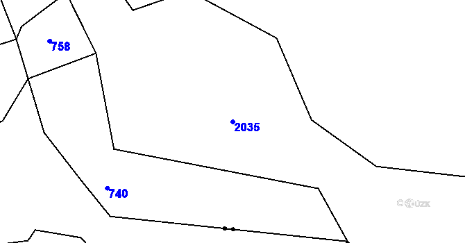 Parcela st. 2035 v KÚ Víchovská Lhota, Katastrální mapa