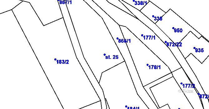 Parcela st. 25 v KÚ Šléglov, Katastrální mapa