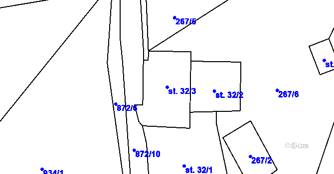 Parcela st. 32/3 v KÚ Šléglov, Katastrální mapa