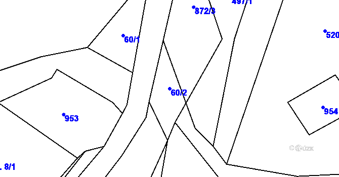 Parcela st. 60/2 v KÚ Šléglov, Katastrální mapa