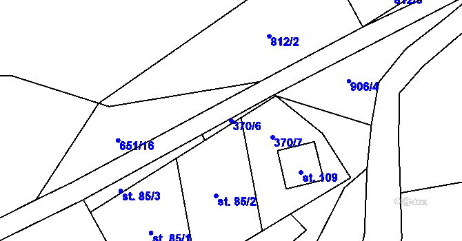 Parcela st. 370/6 v KÚ Šléglov, Katastrální mapa