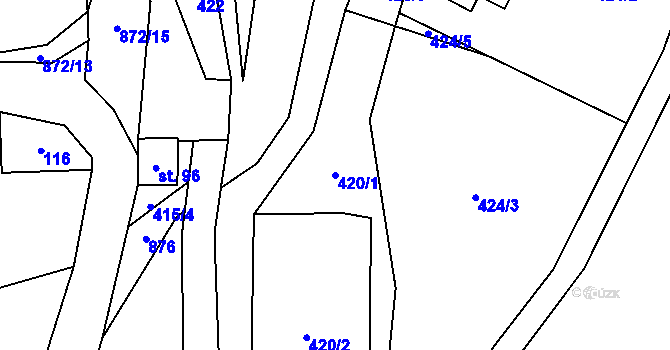 Parcela st. 420/1 v KÚ Šléglov, Katastrální mapa