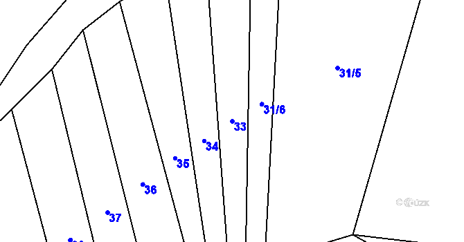 Parcela st. 33 v KÚ Šléglov, Katastrální mapa