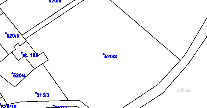 Parcela st. 520/8 v KÚ Šléglov, Katastrální mapa