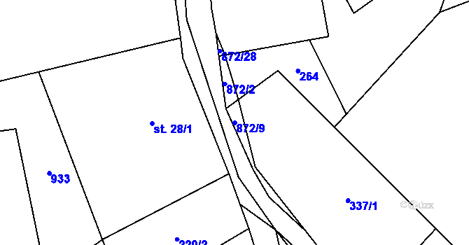 Parcela st. 872/9 v KÚ Šléglov, Katastrální mapa