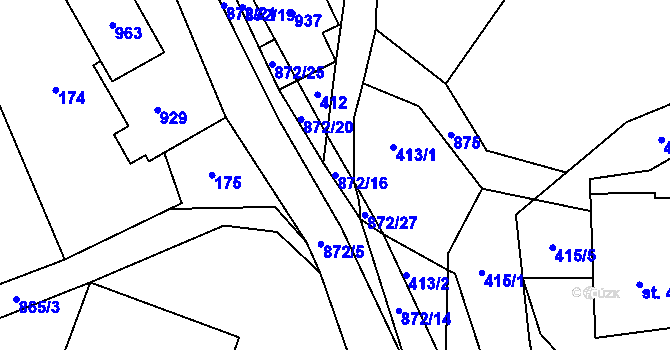 Parcela st. 872/16 v KÚ Šléglov, Katastrální mapa