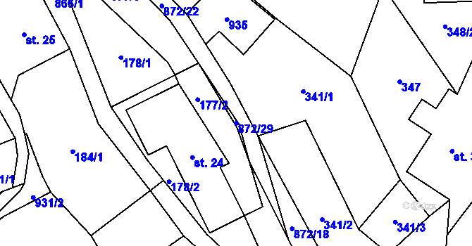 Parcela st. 872/29 v KÚ Šléglov, Katastrální mapa