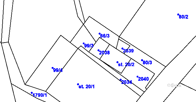 Parcela st. 20/3 v KÚ Vikantice, Katastrální mapa