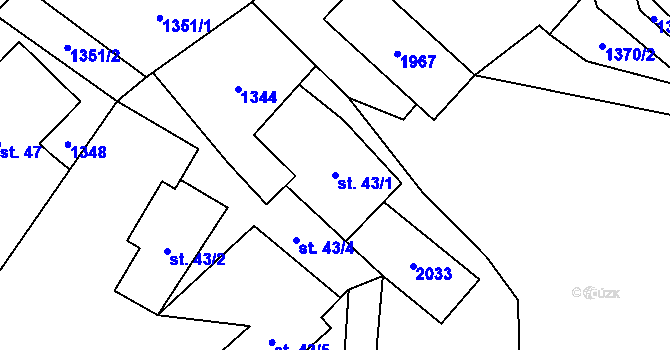 Parcela st. 43/1 v KÚ Vikantice, Katastrální mapa