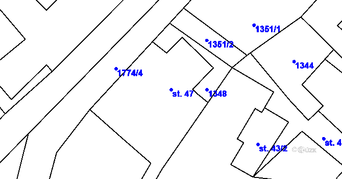 Parcela st. 47 v KÚ Vikantice, Katastrální mapa