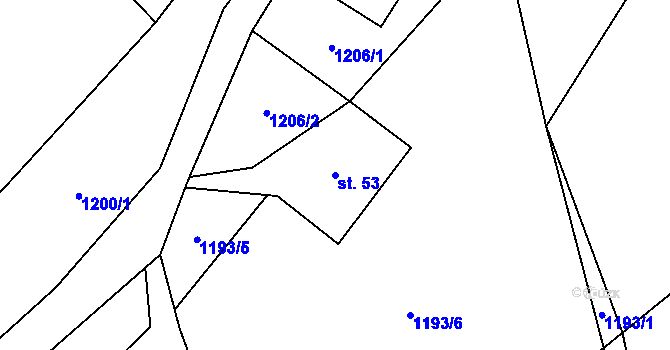 Parcela st. 53 v KÚ Vikantice, Katastrální mapa