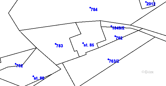 Parcela st. 85 v KÚ Vikantice, Katastrální mapa
