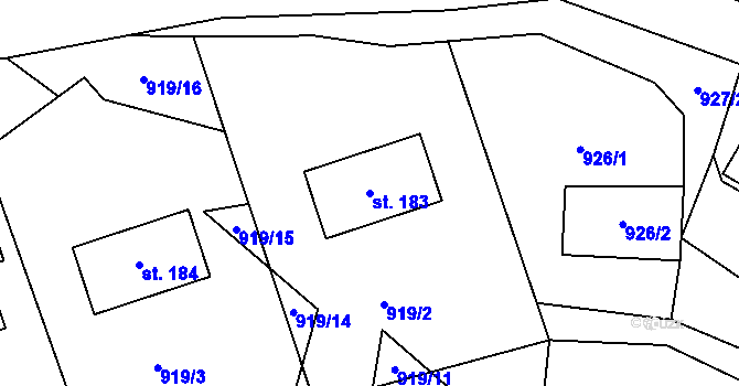 Parcela st. 183 v KÚ Vikantice, Katastrální mapa