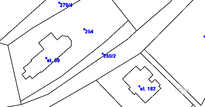 Parcela st. 250/2 v KÚ Vikantice, Katastrální mapa