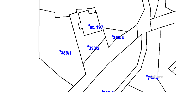 Parcela st. 353/2 v KÚ Vikantice, Katastrální mapa