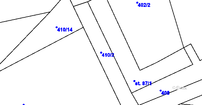 Parcela st. 410/2 v KÚ Vikantice, Katastrální mapa