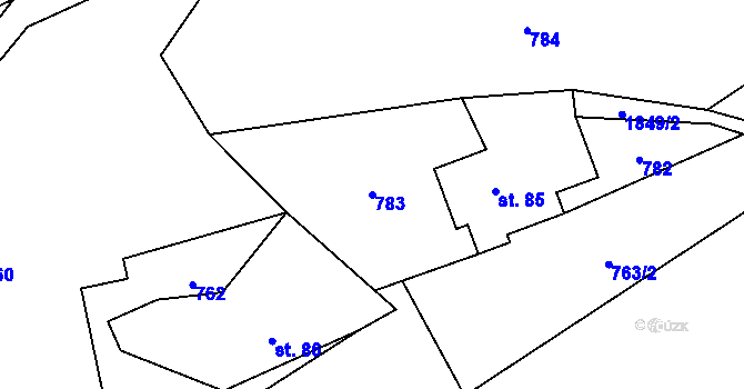 Parcela st. 783 v KÚ Vikantice, Katastrální mapa