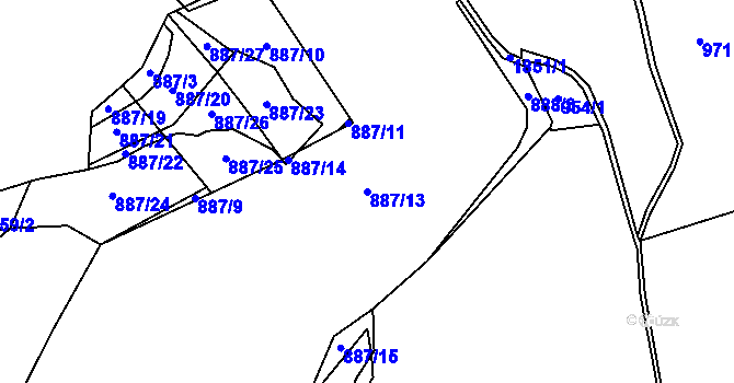 Parcela st. 887/13 v KÚ Vikantice, Katastrální mapa