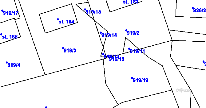 Parcela st. 919/13 v KÚ Vikantice, Katastrální mapa